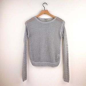 Lucky Brand Metallic Silver Open Knit Sweater, XL